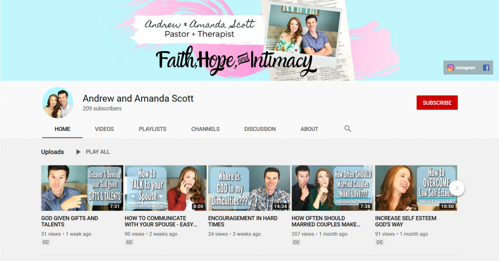 Christian YouTuber Andrew and Amanda Scott