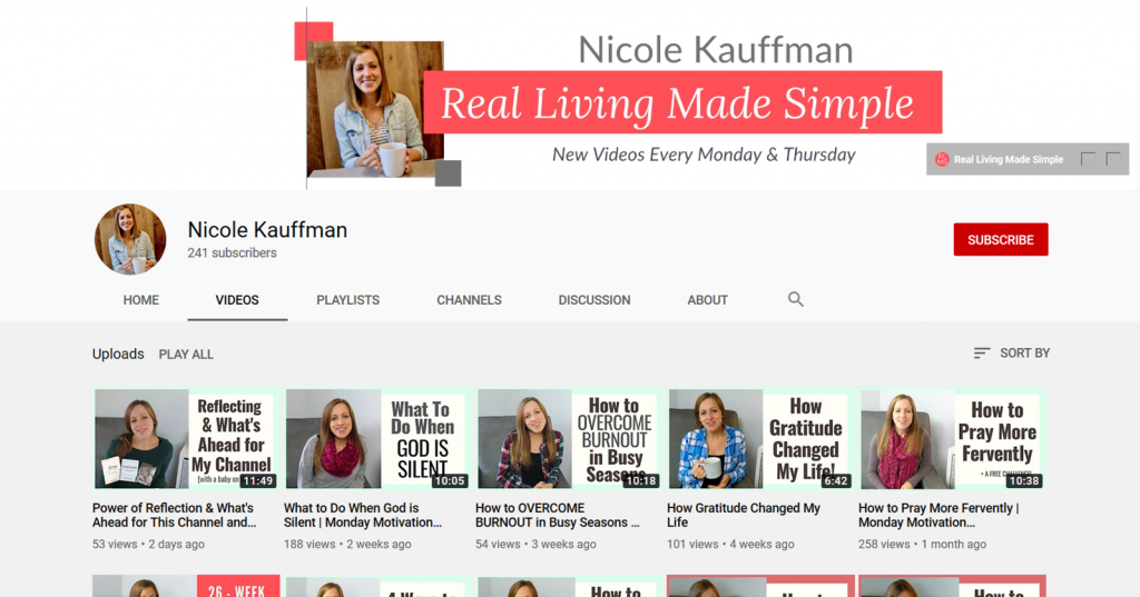 Nicole Kauffman Christian YouTube Channel